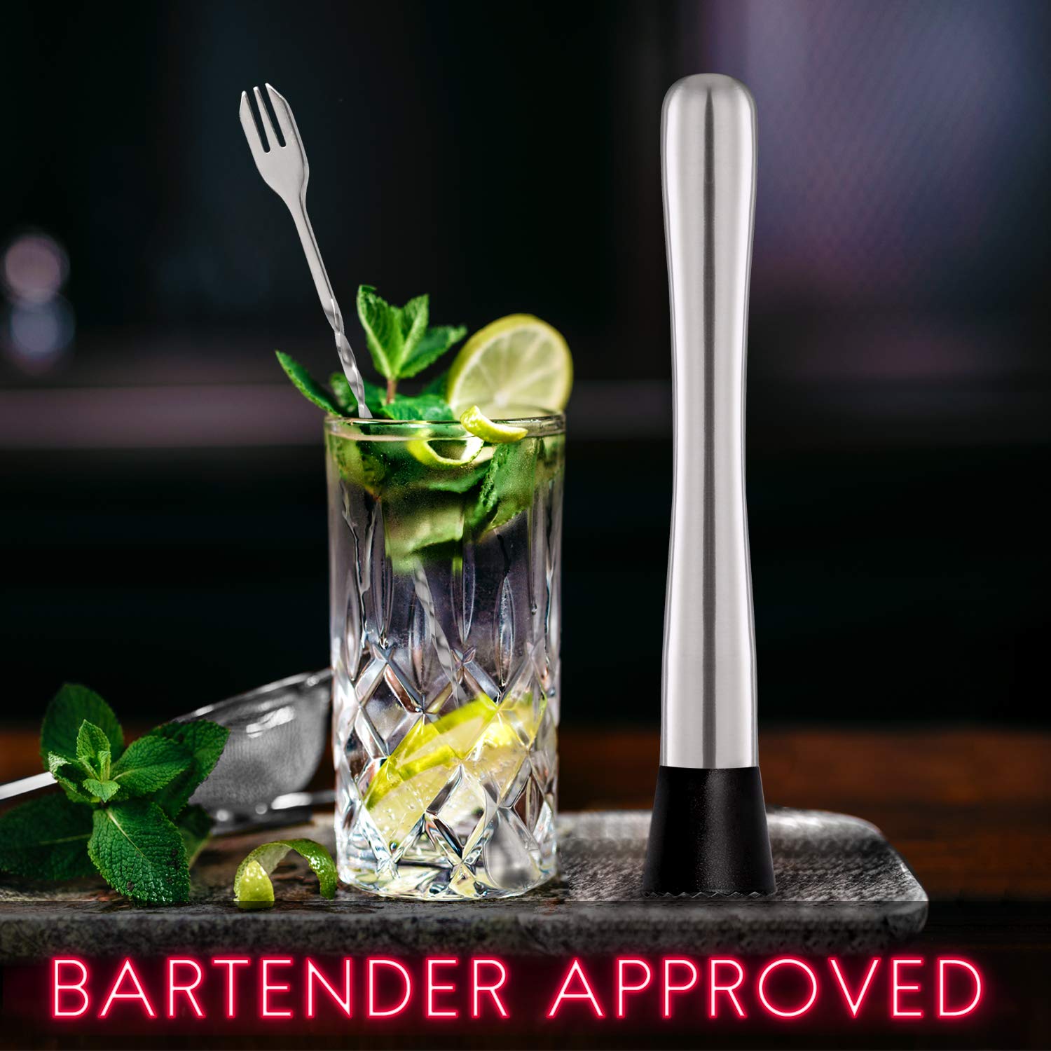 Muddler Per Cocktail in Acciaio Inossidabile, pestello da cocktail vecchio stile, Utensile da bar fai da te per barattoli in acciaio inossidabile cocktail Muddler Mojito schiacciapatate e frutta