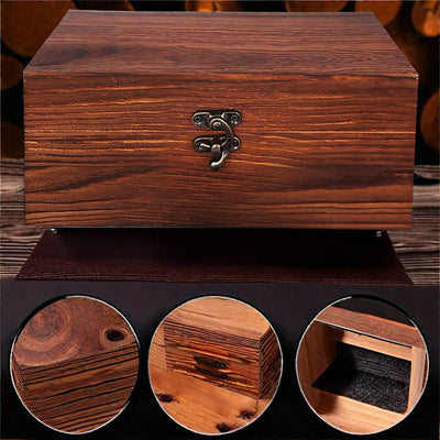 Whiskey Glass Set of 2 with Crystal Glasses, Chilling Stones, Coasters, and Wooden Box for Men, Husband, Boyfriend - Unique Father's Day, Birthday