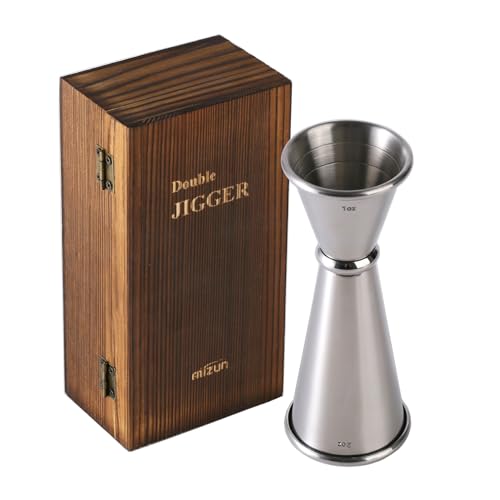 Aiizun Jigger for Spirit Measuring, 1oz 2oz Stainless Steel Cocktail Jigger with Measurements Inside for Bartending