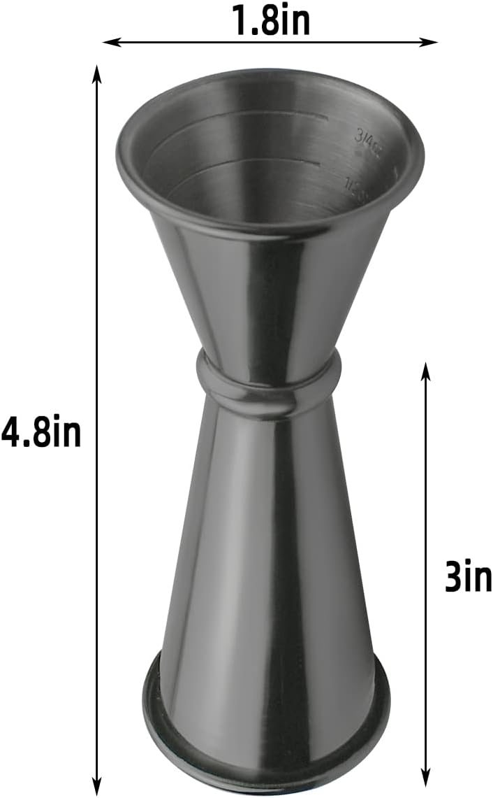 304 Stainless Steel Double Cocktail Jigger Japanese Style Measuring Cup Bar Tool Shot for Bartending Bartender Jiggers Ounce Measurements Alcohol Drink Markings Perfect Party Kitchen Tools (Black)