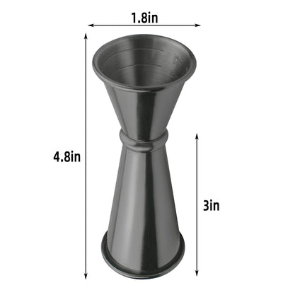 304 Stainless Steel Double Cocktail Jigger Japanese Style Measuring Cup Bar Tool Shot for Bartending Bartender Jiggers Ounce Measurements Alcohol Drink Markings Perfect Party Kitchen Tools (Black)