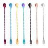 7 Pieces Bar Spoons Cocktail Mixing Spoon 10 Inch Long Spoon Stainless Steel Spiral Pattern Cocktail Stirrers Spoons Iced Tea Spoons Long Handle for Coffee Bar Accessories Home Bar Mixing Spoon Set
