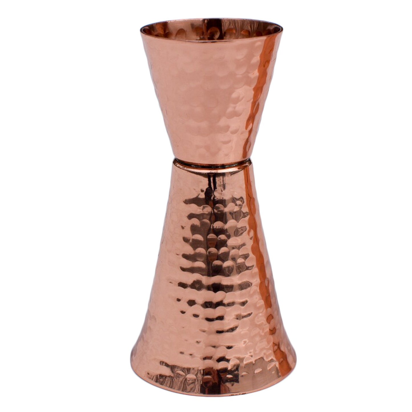 Prince of Scots Premium Hammered Pure Solid Copper Double Side Jigger, 1 ounce and 2 ounce Cups with 5 marks for measurement