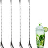 4Pcs Bar Spoon Cocktail Mixing Spoon - 12" Drink Mixer Metal Spoons Cocktail Stirrers Long Spoons for Stirring Spoons Set Cocktail Spoon Long Drink Stirrer - Cocktail Mixers Long Spoon Bar Spoons