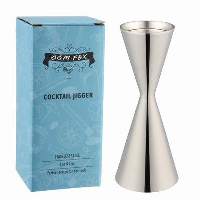 BGM.FOX Polished Finish 304 Stainless Steel Double Jiggers Premium Japanese Style Slim Measuring 1oz / 2oz Jigger with Measurements Inside Cocktail Bar Tools for Bar Home Bartender Party Wine Drink