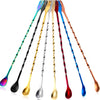 8 pieces Cocktail Spoon Stirring Bar Mixing Long Spoon Stainless Steel Spiral Pattern Cocktail Stirrers spoons, 10 Inch,8 Colors