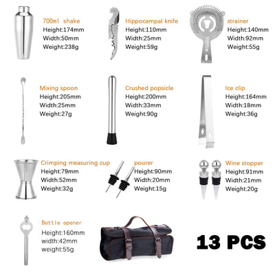 TREELF Portable Bartender Bag Travel Bartender Bag Canavs Bar Kit Bag for Carrying Bar Tools Perfect Storage (Bag Only) (Bag without Tools)