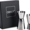 OBALY Cocktail Metering Cup Stainless Steel Cocktail Meter 25/50 ml & 15/30 ml Integrated Scale，for Cocktails/Sugar Syrup/Small Metering Cup/for Bars and Apartments