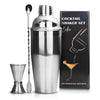 Cocktail Shaker Set 24oz, 3 Pieces Bartender Kit, Measuring Jigger,Bar Spoon,Strainer and Professional Drink Mixer Martini, Mixology Bartender kit, Bar Set, Cocktail Recipe for Beginners.