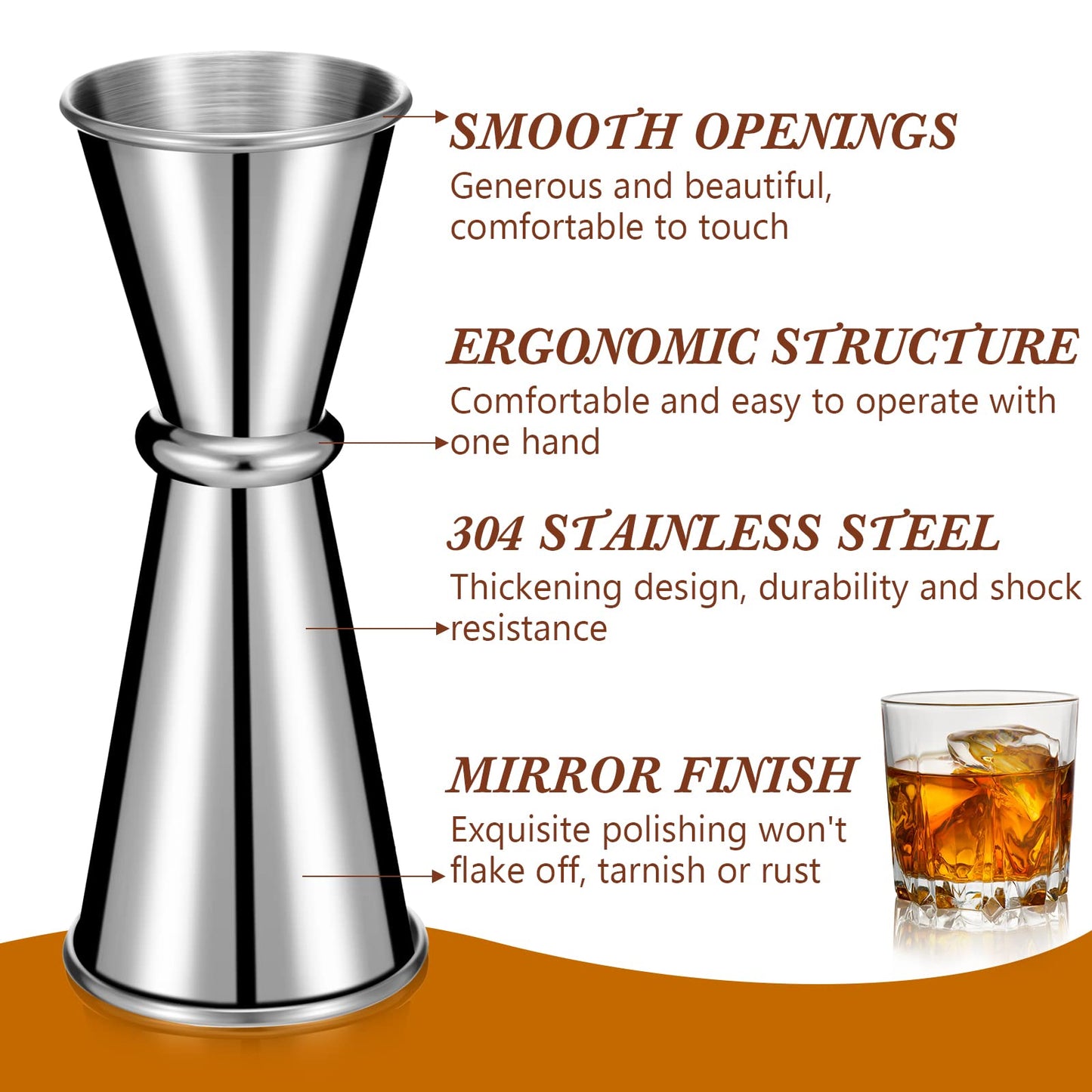 6 Pieces Jigger for Bartending Double Cocktail Japanese Jigger 2 oz 1 oz Stainless Steel Shot Glass Measuring Cup for Home Bar Drink Kitchen Bartender Tools