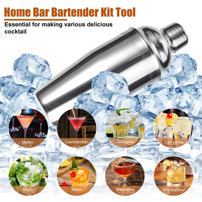 Esmula Bartender Kit with Stylish Bamboo Stand, 12 Piece 25oz Cocktail Shaker Set for Mixed Drink, Professional Stainless Steel Bar Tool Set, Gift for Man Dad- Cocktail Recipes Booklet