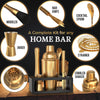 Highball & Chaser Cocktail Shaker Set: Bartender Kit for Home Bar Mixology Cocktail Bar Set Plus E-Book with 30 Recipes (Antique Gold)