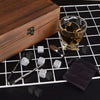Whiskey Glass Set of 2 with Crystal Glasses, Chilling Stones, Coasters, and Wooden Box for Men, Husband, Boyfriend - Unique Father's Day, Birthday