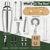 WUEELE Bartender Kit:15-Piece Bar Tool Set with Bamboo Stand, Stainless Cocktail Shaker Set with All Essential Accessory Tools, Professional Bar Tools for The Home Mixologist Cocktail Recipe Booklet