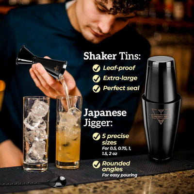 Elite Mixology Bartender Kit 20-Piece Boston Cocktail Shaker Set for Mixing with Stand- Indestructible Bar Accessories Bartending Kit, Cocktail Bar Set, Bartender Set, Bonus Recipe Cards Bar Tools